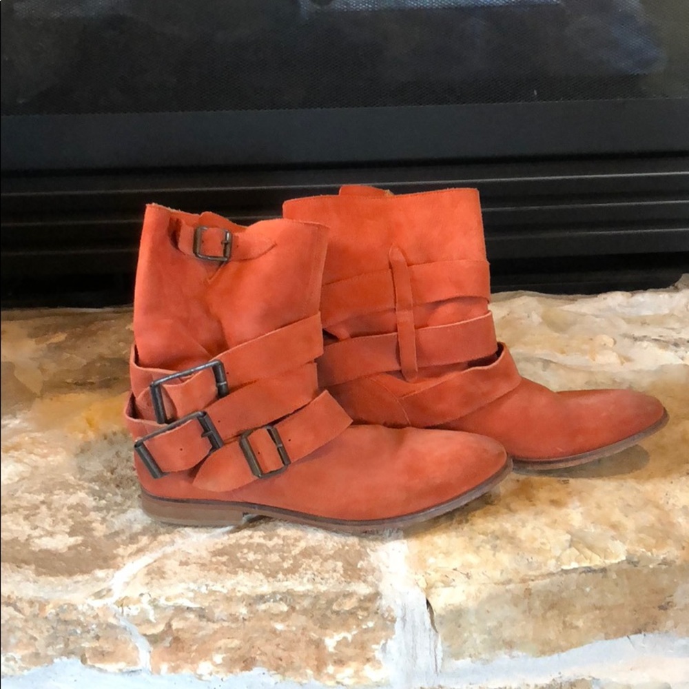 Free people mid calf orange slouch boots